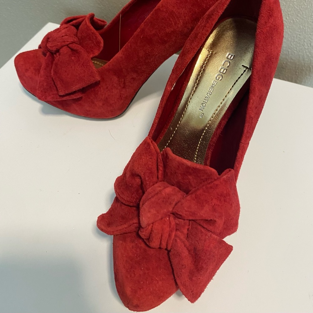 Red suede heels. BCB generation